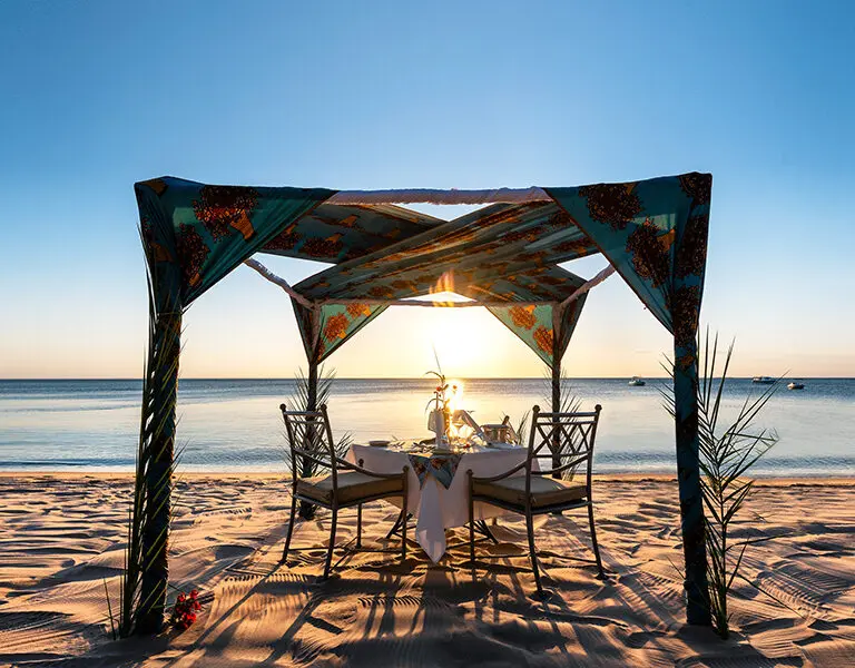 Beach dining.