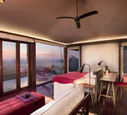 Interior de la suite Angama Mara.