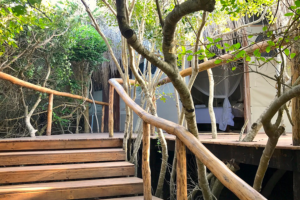 Staircase leading to bedroom.