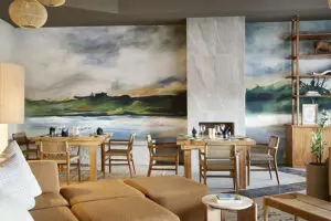 The indoor dining area.