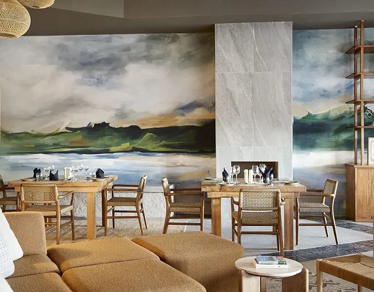 The indoor dining area.