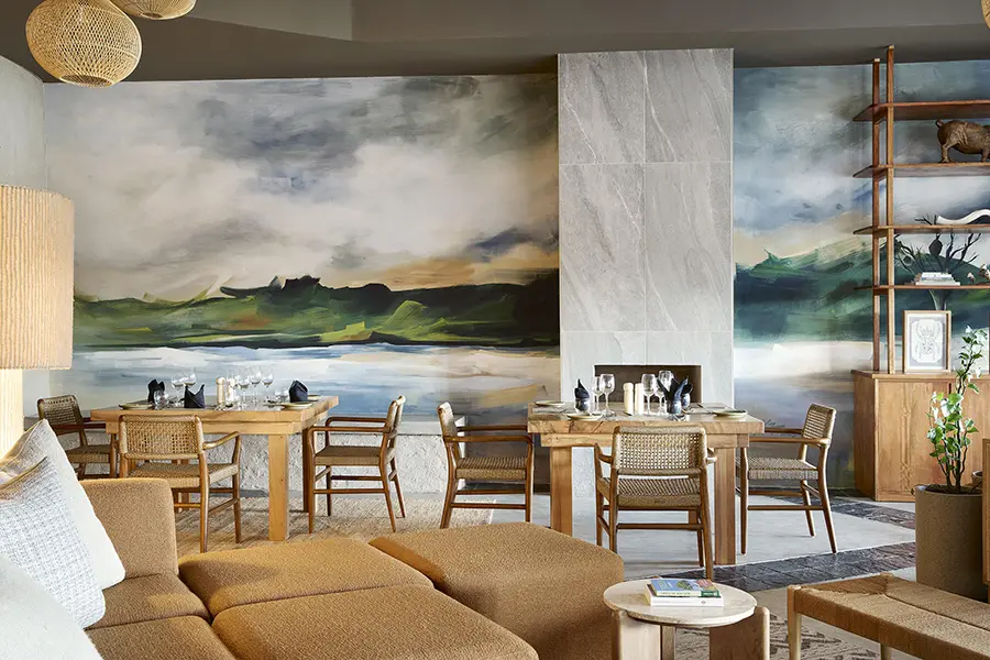 The indoor dining area.