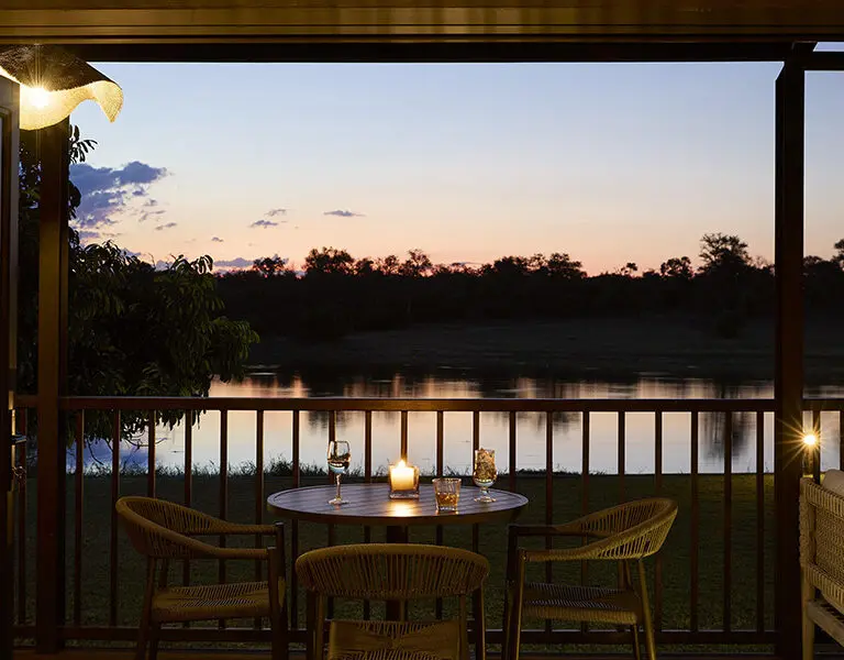 Dinner overlooking the waterhole. 