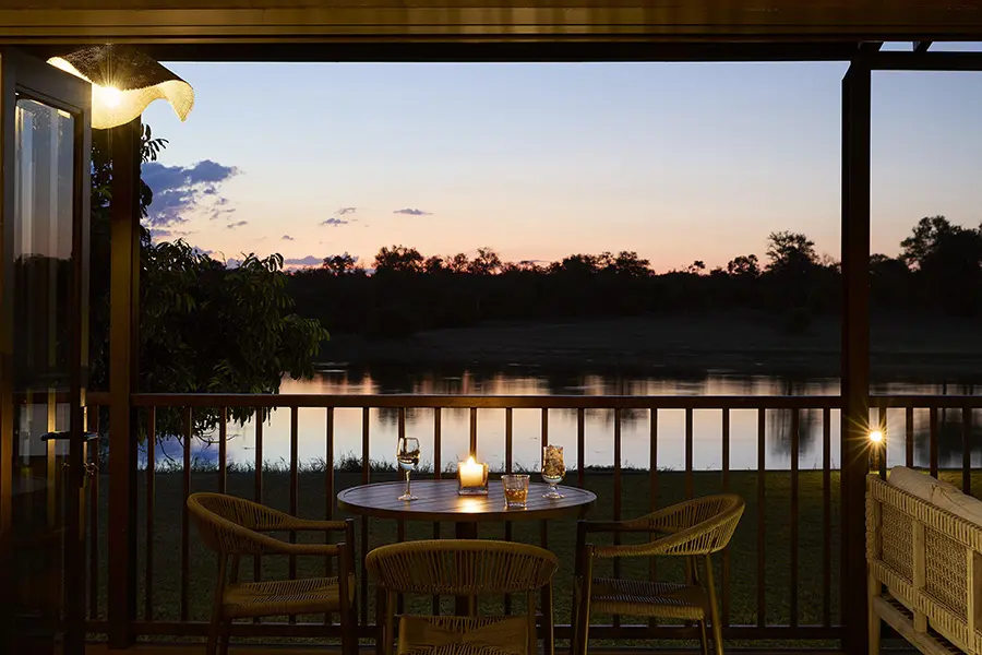 Dinner overlooking the waterhole. 