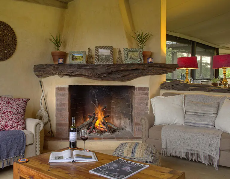 A cosy fireplace in the lounge. 