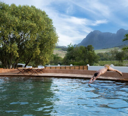 Babylonstoren's swimming pool makes a welcome sight on a hot Winelands afternoon.
