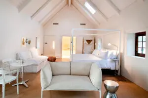 Each open-plan suite has a luxurious en-suite bathroom and lounge area.