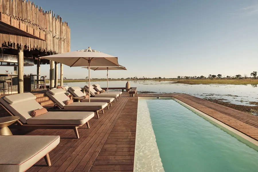 The swimming pool and viewing deck.