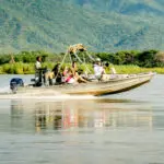 A river cruise takes you deep into the beautiful Lower Zambezi Reserve with its wild, mountainous scenery.