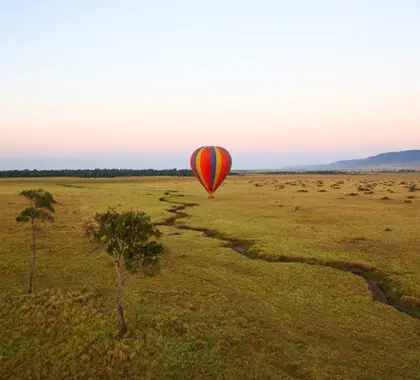 Los amplios paisajes de África Oriental son ideales para un safari en globo.