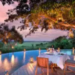 Cena junto a la piscina.