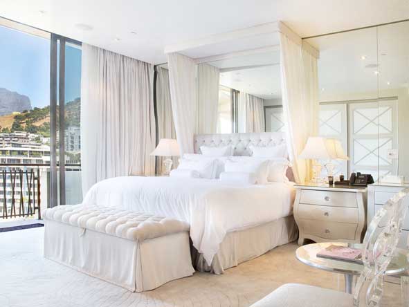 Room 1 is decorated all in white, with gorgeous views of Table Mountain.