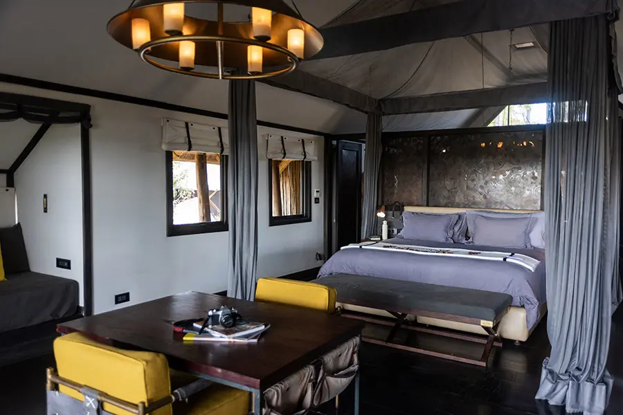 Your air-conditioned retreat beneath traditional African thatch.