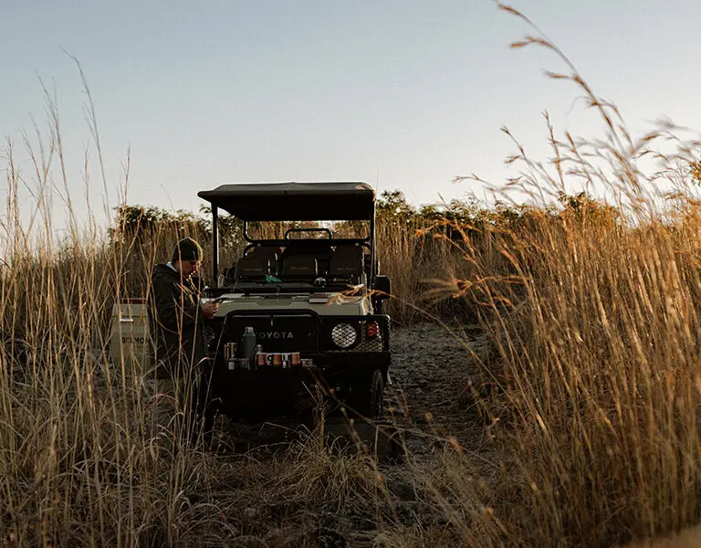 Stop for a stretch and a drink during your game drive.