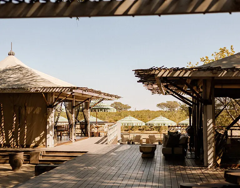 The aesthetic main lodge area at Savute Elephant Lodge.