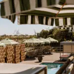 The pool area and viewing deck.