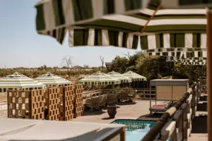 The pool area and viewing deck.