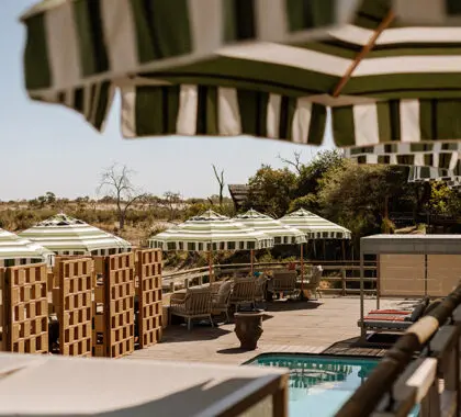 The pool area and viewing deck.