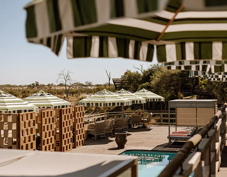 The pool area and viewing deck.