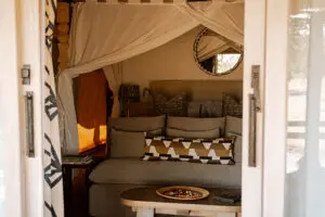 Luxury tents with en suite bathrooms.
