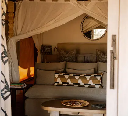 Luxury tents with en suite bathrooms.