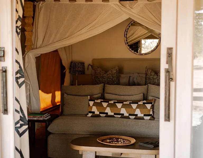 Luxury tents with en suite bathrooms.