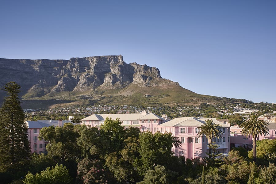 View of Table Mountain from the Mount Nelson Hotel.