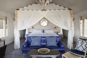 Luxury tents with en suite bathrooms.