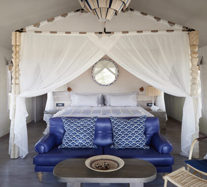 Luxury tents with en suite bathrooms.