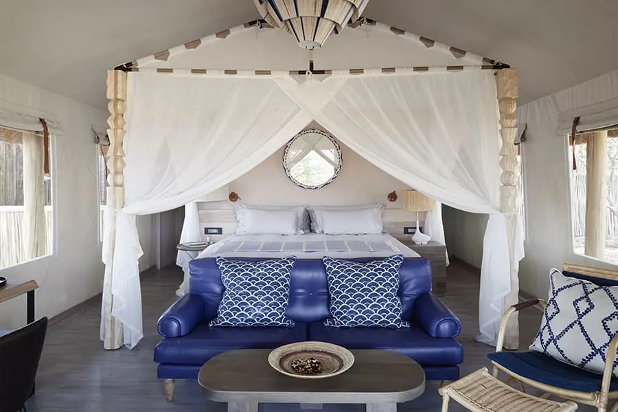 Luxury tents with en suite bathrooms.