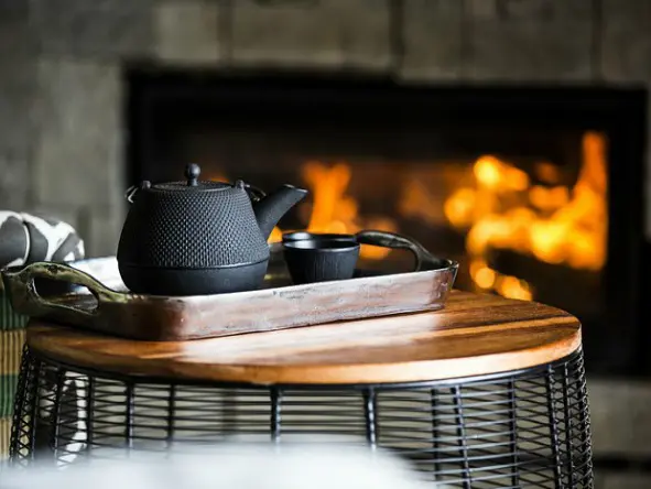Expect plush comforts from the lodge and enjoy your tea served by the fireplace.
