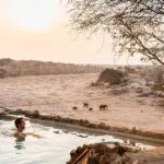A pool with a panoramic view. 