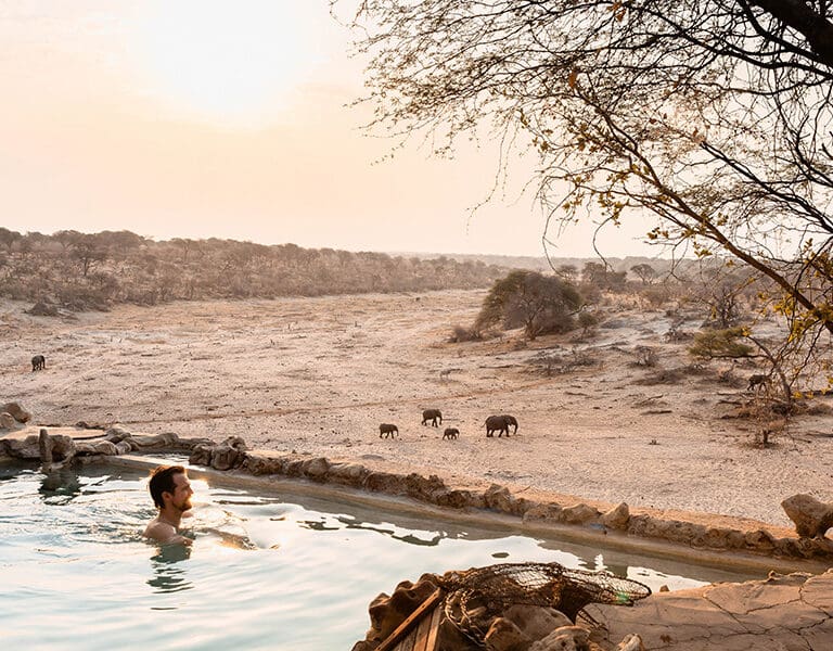 A pool with a panoramic view. 