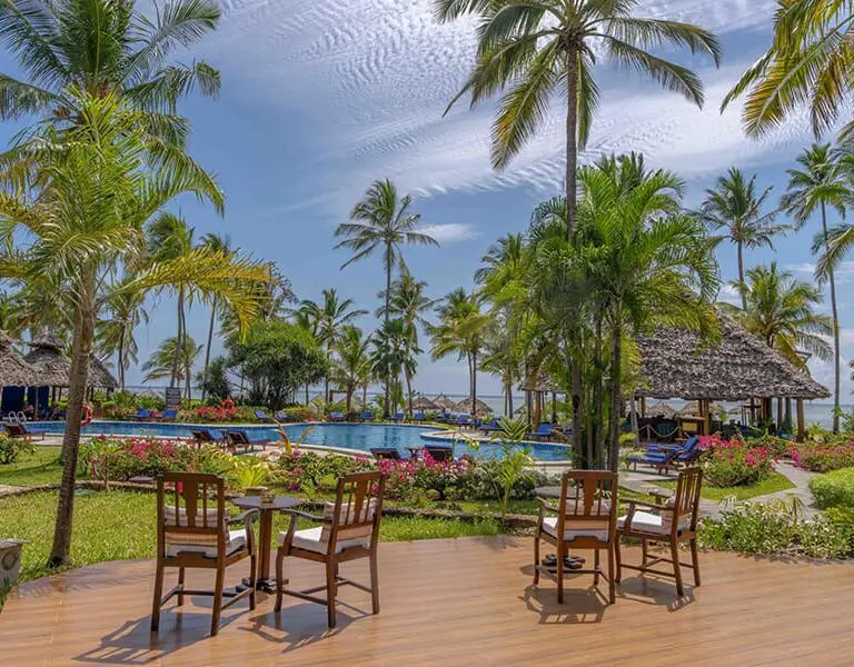 The pool deck at Breezes Beach Club.