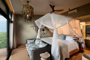 Bedrooms offer breath-taking views of the lake. 