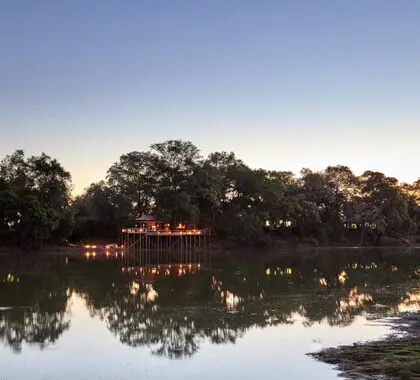 Chindeni, un tranquilo campamento a orillas del serpenteante río Luangwa. 
