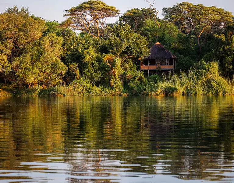 The River Chalet decks overlook the Zambezi River.