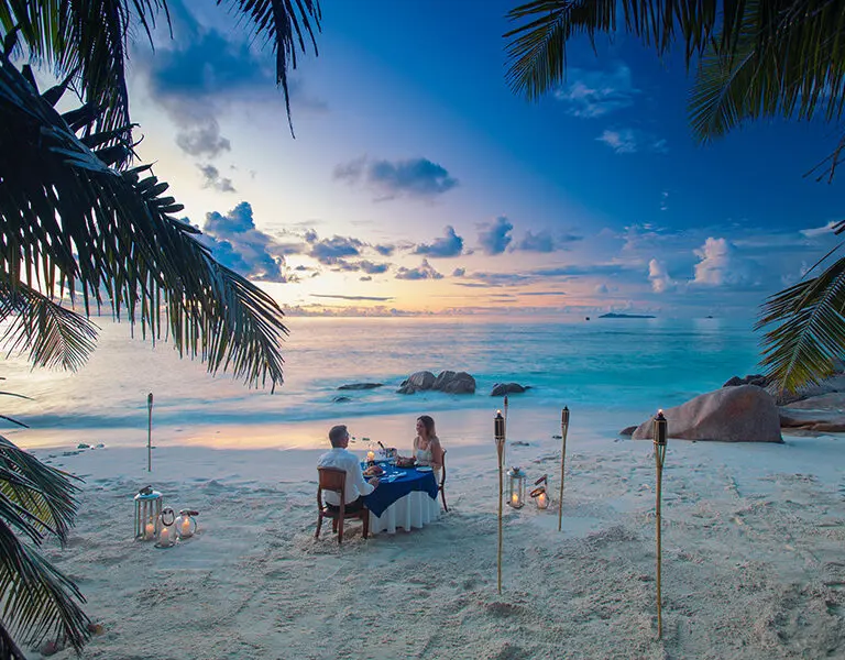 Romantic beach dinner.