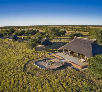 Vista aérea del campamento de Hwange. 