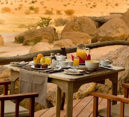 Enjoy a healthy breakfast with a stunning view.
