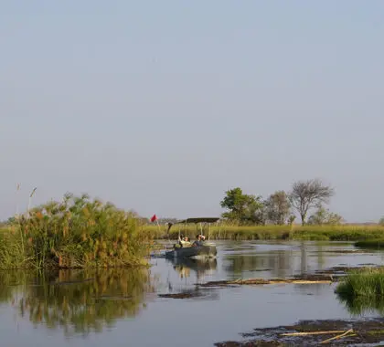 Motorboats are used for game viewing and exploring the natural water channels and areas inaccessible by vehicle.