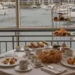 Afternoon tea with a harbour view.