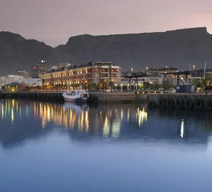 Cape Grace framed by Cape Town's Table Mountain. 