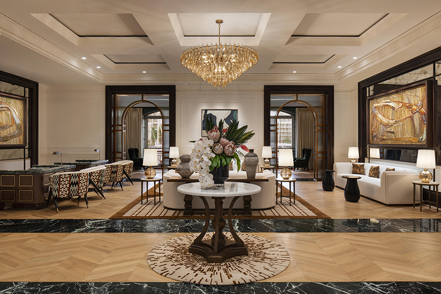 The grand lobby of the newly refurbished Cape Grace Hotel. 