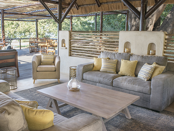A stunning thatched lounge/bar area with upstairs viewing deck provides one of the best views of the Zambezi River.