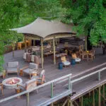 Aerial view of the main guest deck at Chindeni.