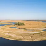 Aerial view of the lodge location.