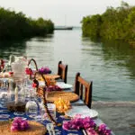 Beautiful waterside dining setup. 