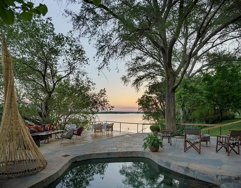 A scenic deck overlooking the Zambezi.