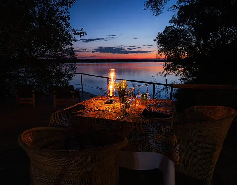 A romantic dinner out on the deck. 